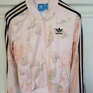 Adidas Women's Light Pink Floral Bomber Jacket